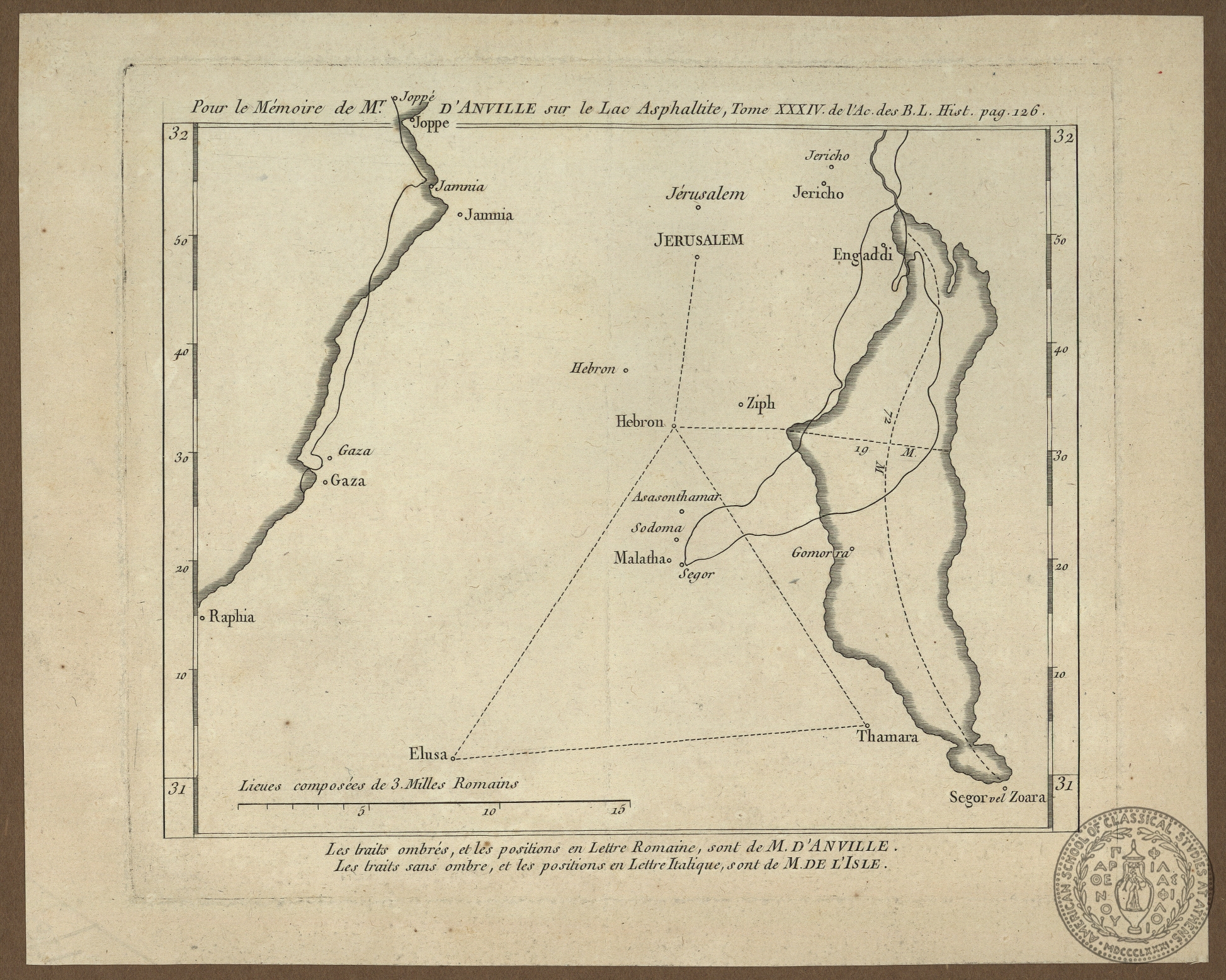 Pour le Memoire de Mr. D'Anville sur le Lac Asphaltite.
